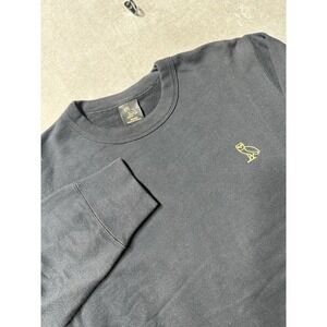 OVO Octobers Very Own Crewneck Sweatshirt Mens Medium Black Owl Patch Canada EUC